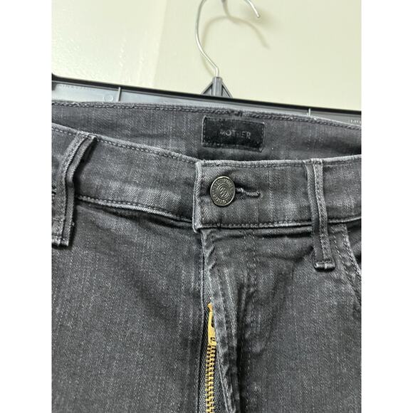 MOTHER Womens Hustler Ankle Fray Straight Leg Jeans Size 32 Black Frayed Hems - Picture 7 of 10